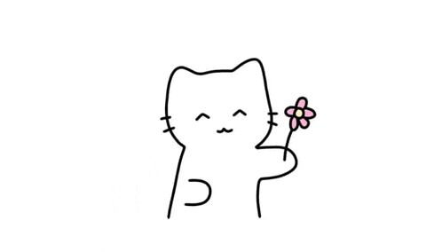 a drawing of a cat holding a flower in its paw .