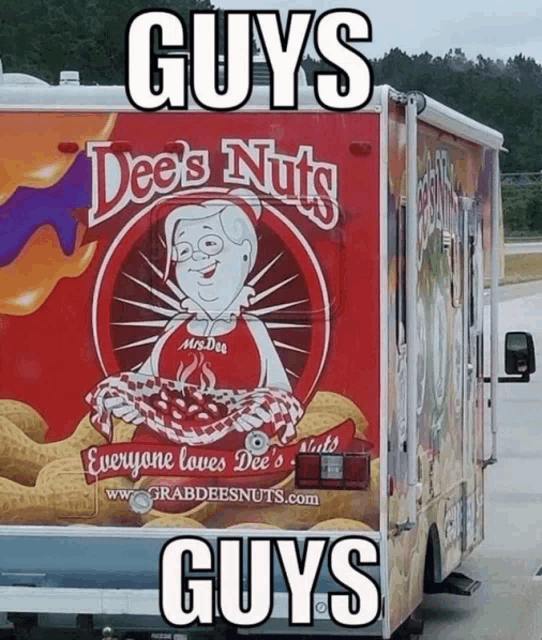 a truck that says dee 's nuts on the side of it