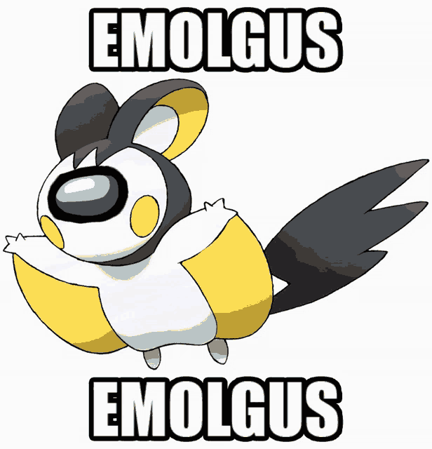 a cartoon drawing of a pokemon with the name emolgus