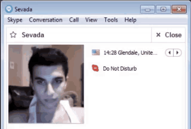 a skype window with a picture of a man and the words do not disturb at the bottom