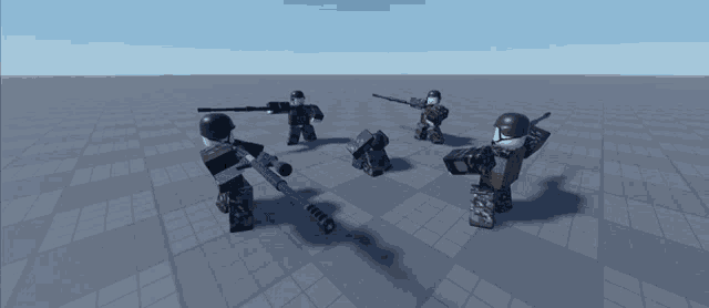 a group of soldiers are holding sniper guns in a game