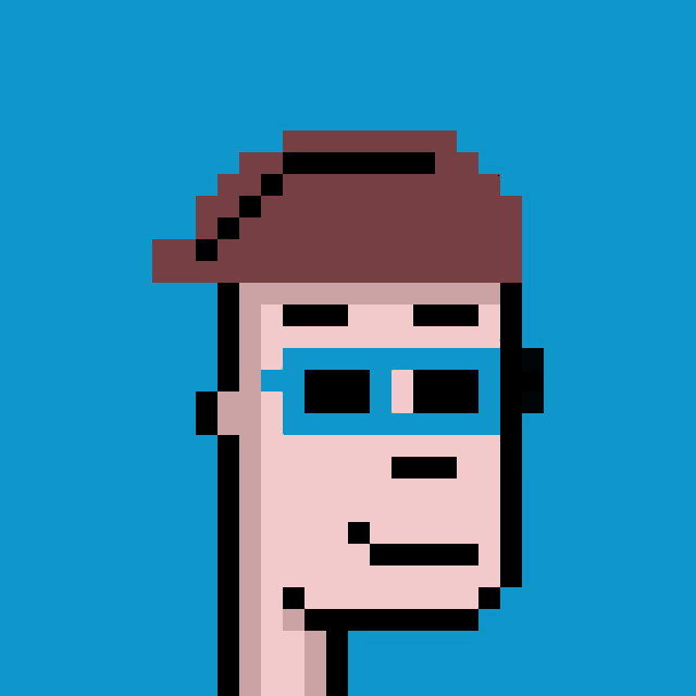 a pixel art drawing of a man wearing a hat and sunglasses