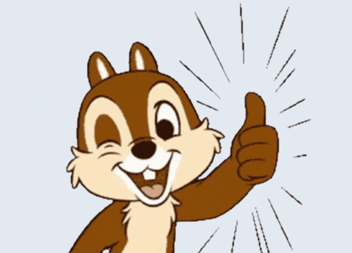 a cartoon chipmunk giving a thumbs up