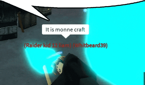 a screenshot of a video game with a speech bubble that says it is monne craft