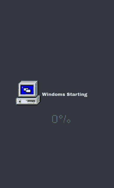 a computer screen that says windows starting 99 % on it