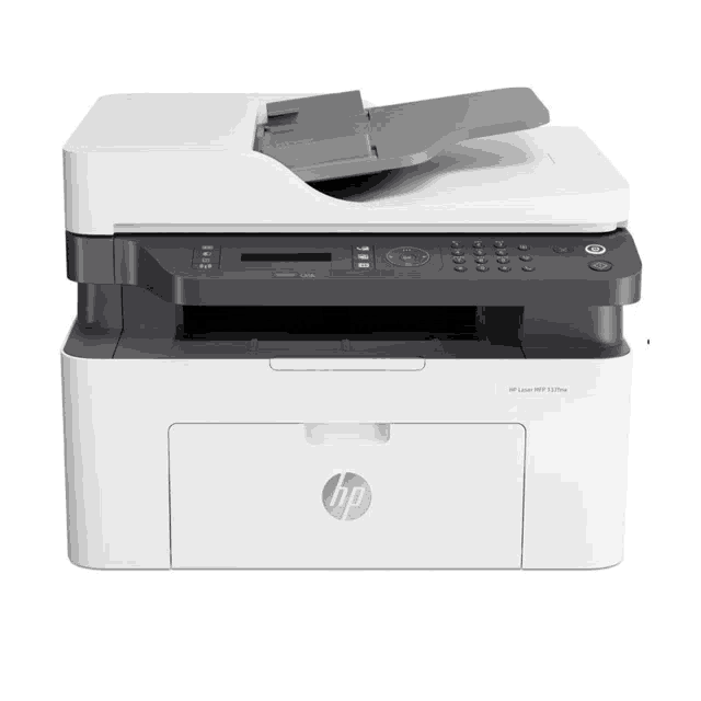 an hp printer is sitting on a white background