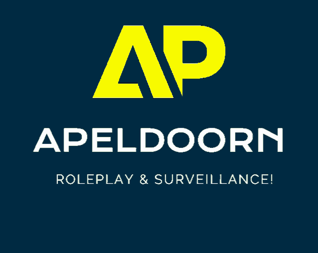 a logo for apeldoorn roleplay and surveillance with a blue background