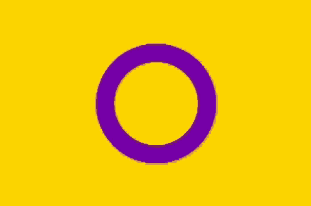 a yellow background with a purple circle on it