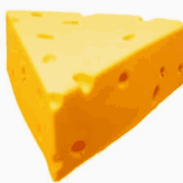 a slice of yellow cheese with holes in it