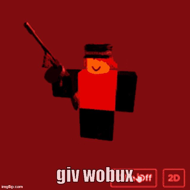 a red and black object with the words giv wobux on the bottom
