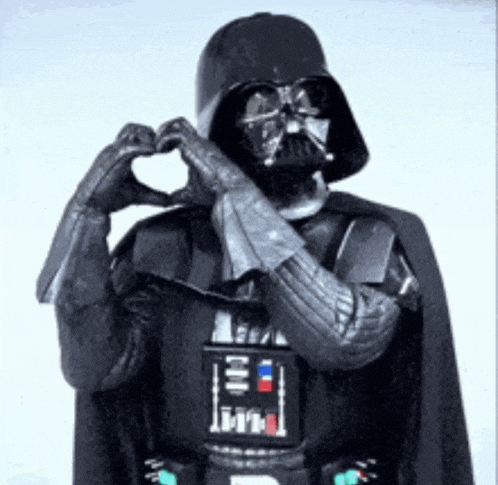 darth vader making a heart with his hands