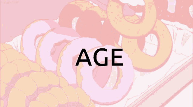 a box of donuts with the word age on top