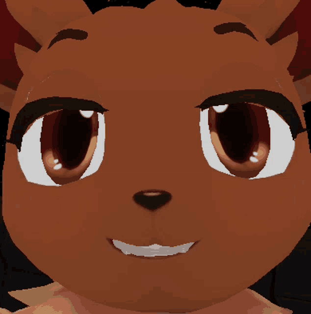 a close up of a cartoon character 's face with a smile
