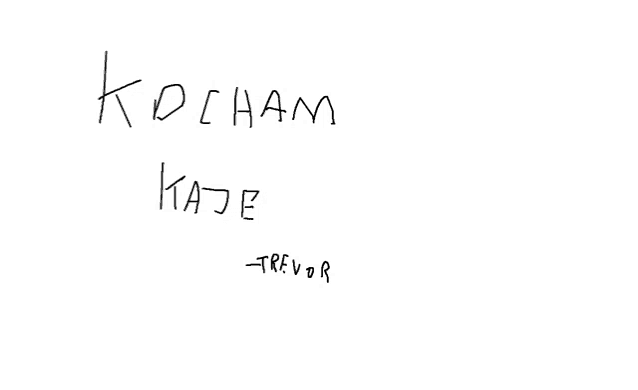 the word kocham is written on a white background