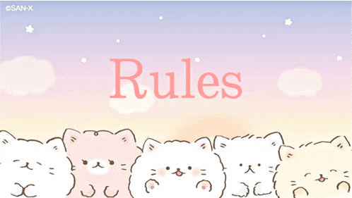 a group of cats standing next to each other with the word rules written above them