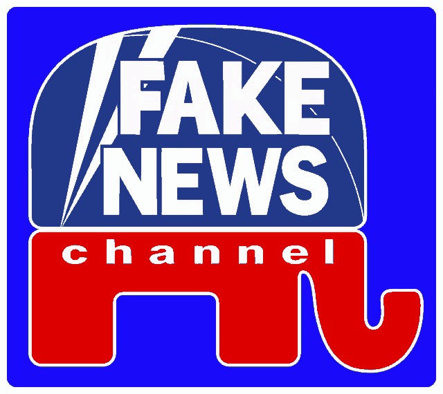 a fake news channel logo with a blue background