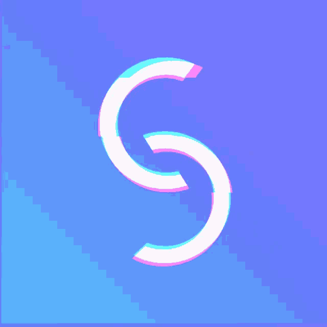 a letter s with a blue and pink background
