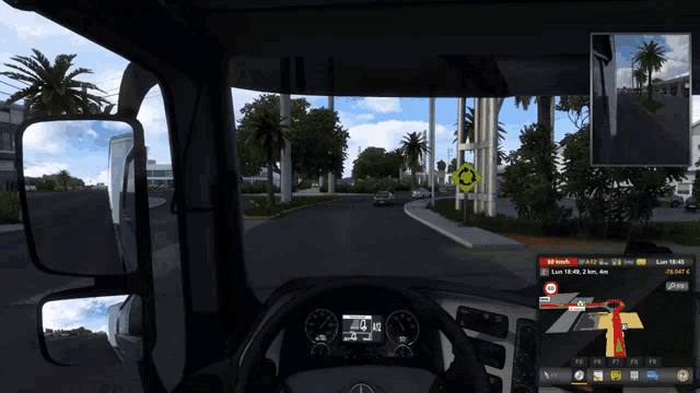 a video game shows a truck driving down a road with a speed limit of 40