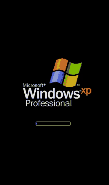 a loading screen for microsoft windows xp professional on a black background