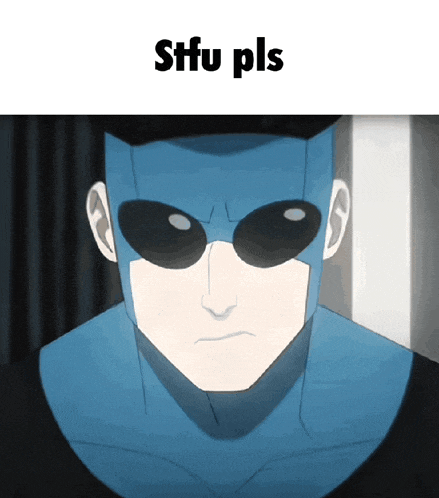 a cartoon of a man wearing sunglasses with the words stfu pls below him