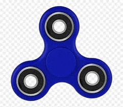 a blue fidget spinner with three bearings on a white background .