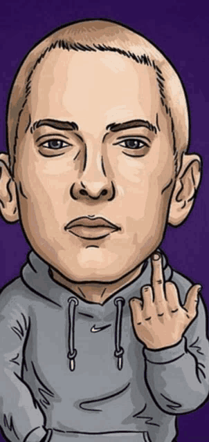 a cartoon drawing of a man giving the middle finger