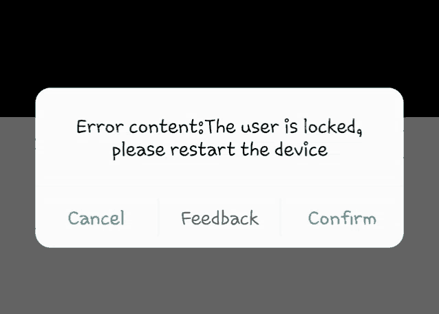 a notification on a phone that says error content the user is locked