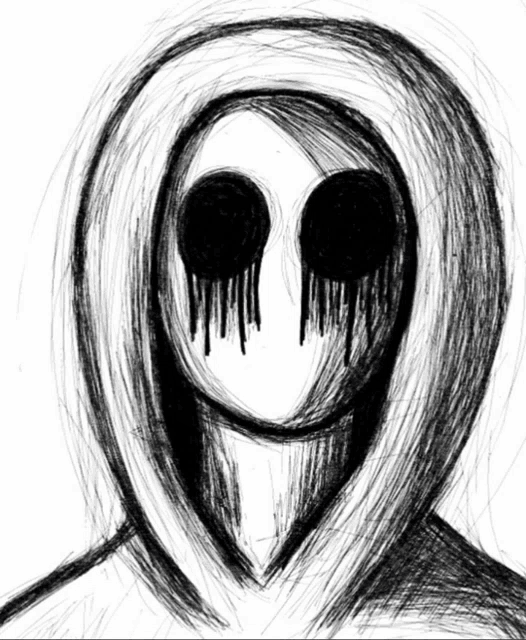 a black and white drawing of a person with a hood and tears coming out of their eyes