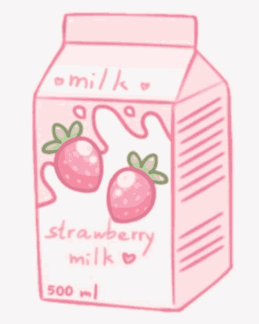 a box of strawberry milk with two strawberries on it .