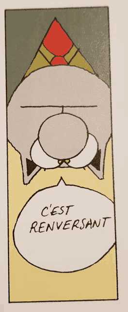 a cartoon of a man with a speech bubble that says c'est renversant