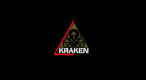 a logo for kraken with a triangle and an arrow