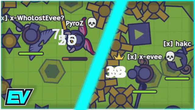 a screenshot of a video game with x wholostevee and pyroz