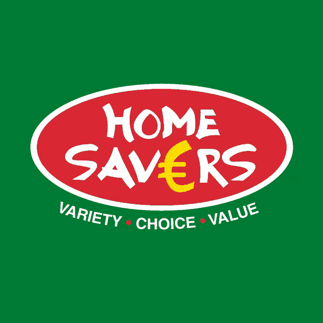 a red and white logo for home savers variety choice value