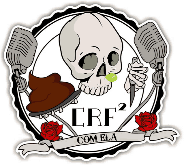 a sticker with a skull holding a knife and the words crf2 com bla on it