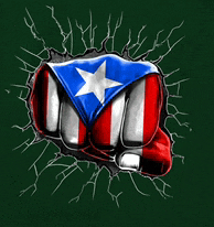 a fist with the puerto rico flag on it