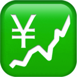 a green square with a currency symbol and a graph