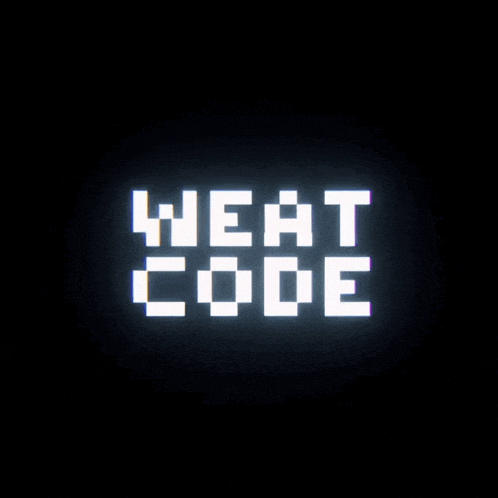 a black background with the words weat code written in white