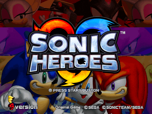 a video game called sonic heroes with sonic and knuckles on it