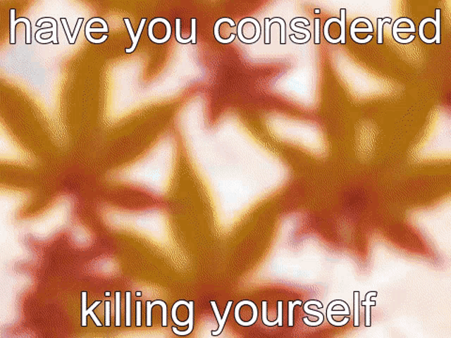 a blurred image with the words have you considered killing yourself on it