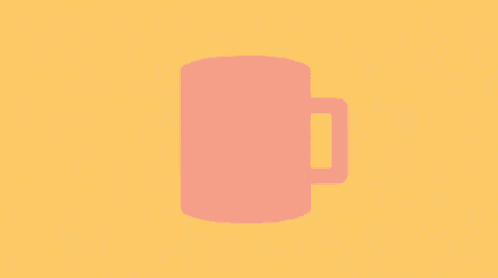 a pink coffee cup with a straw in it is sitting on a yellow surface .
