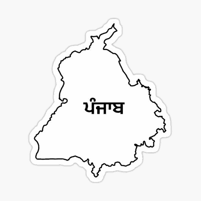 a black and white map of punjab with the word punjabi on it