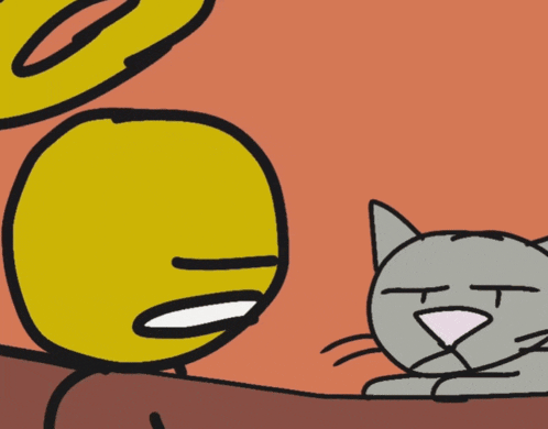 a cartoon of a stick figure standing in front of a house and a cactus