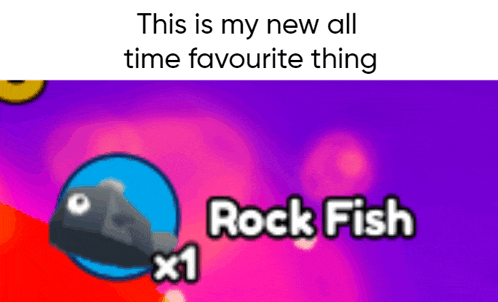 a picture of a rock fish with the words this is my new all time favourite thing