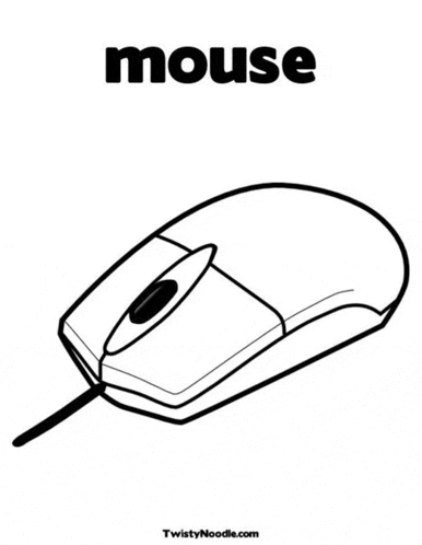 a black and white drawing of a computer mouse