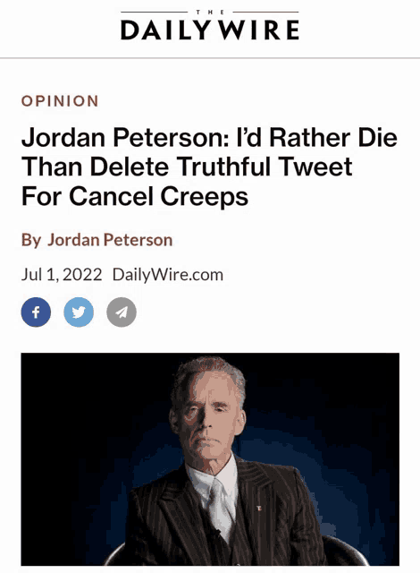 a screenshot of jordan peterson 's dailywire article