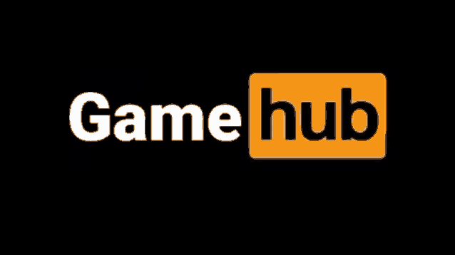 a black background with a yellow game hub logo on it