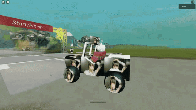a video game with a start finish sign