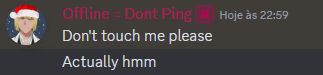 a screenshot of a message that says offline and dont ping