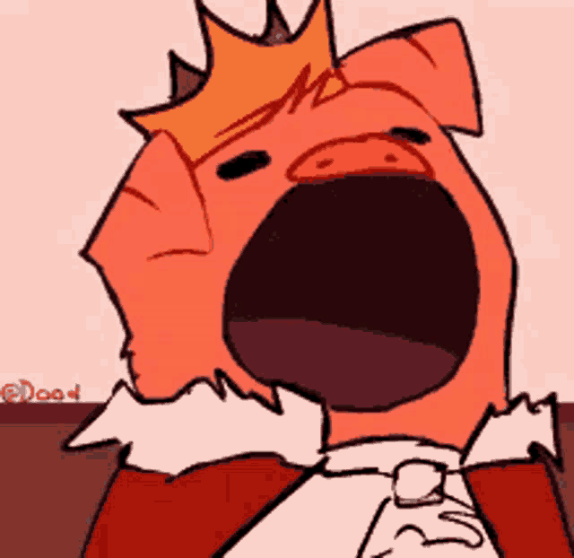 a cartoon of a pig with a crown on his head .