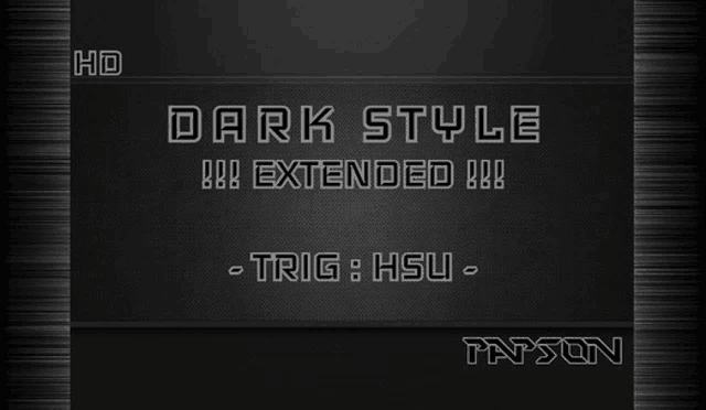 a black background with the words dark style extended in white letters